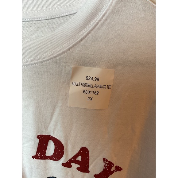 Peanuts Snoopy Adult Football Game Day Graphic Tee Shirt 2X White - Picture 2 of 5